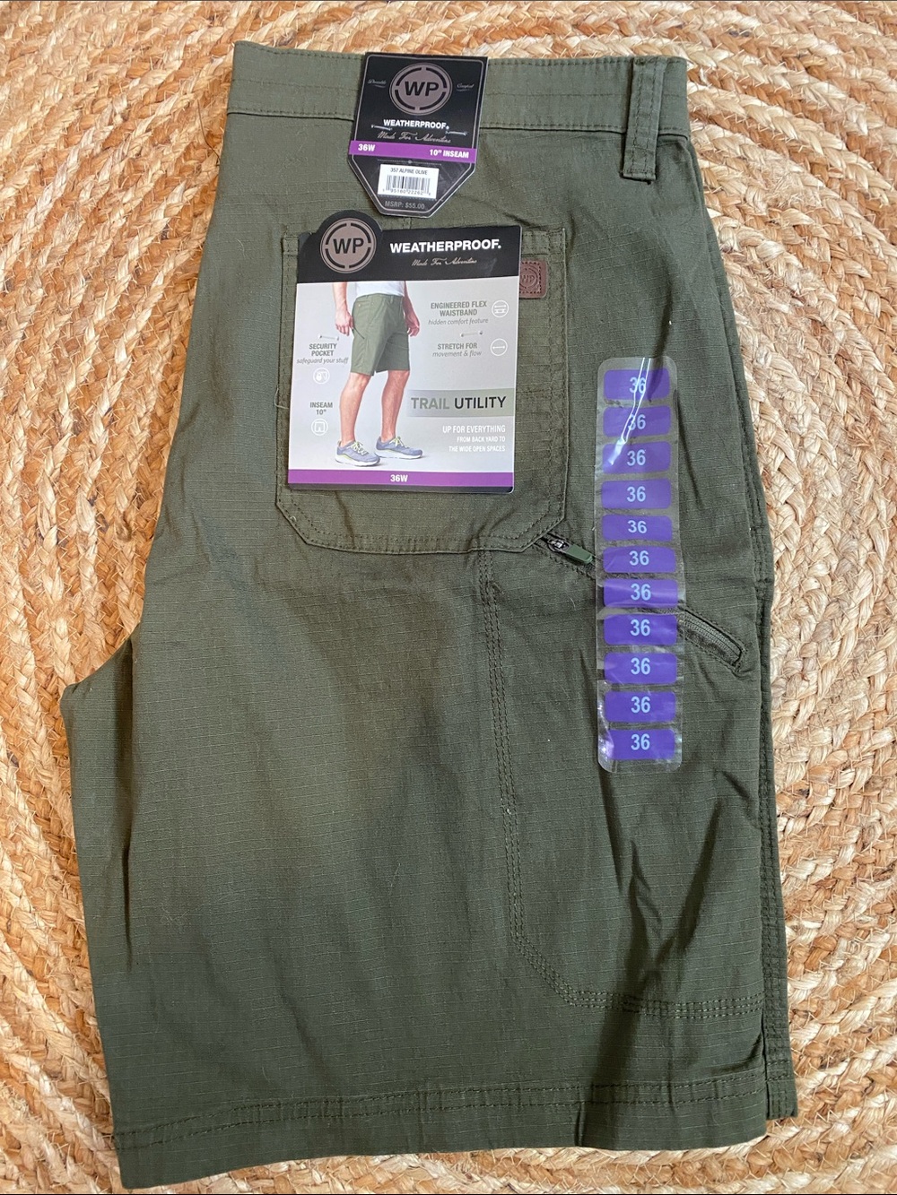 Weatherproof Men's Trail Utility Shorts - Olive 36W